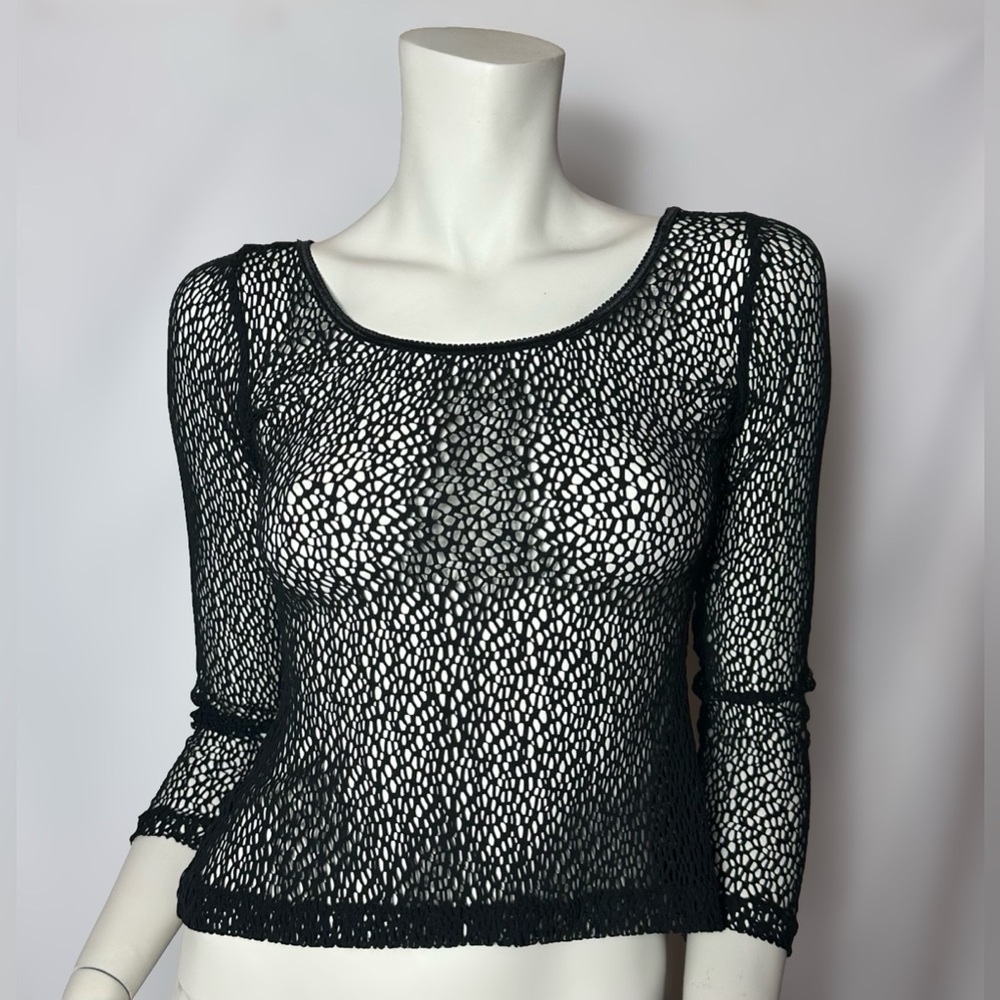 Betsey Johnson Vintage Elegant Black Mesh Top